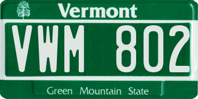 VT license plate VWM802
