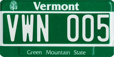 VT license plate VWN005