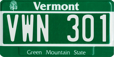 VT license plate VWN301