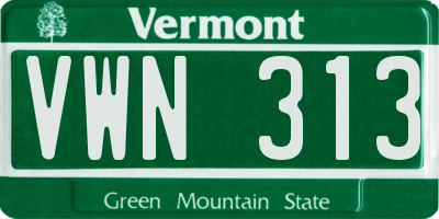 VT license plate VWN313