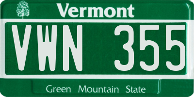 VT license plate VWN355