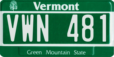 VT license plate VWN481