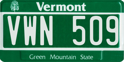 VT license plate VWN509