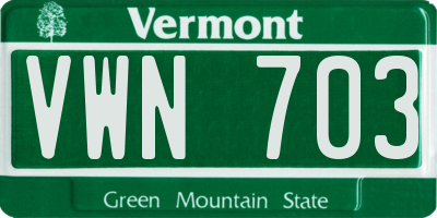 VT license plate VWN703