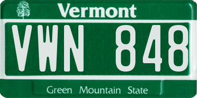 VT license plate VWN848