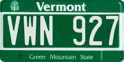VT license plate VWN927