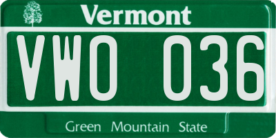 VT license plate VWO036
