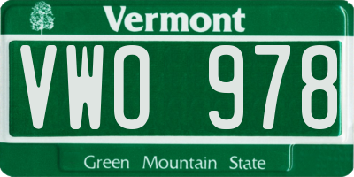 VT license plate VWO978
