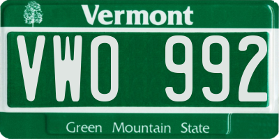 VT license plate VWO992