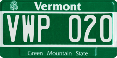 VT license plate VWP020