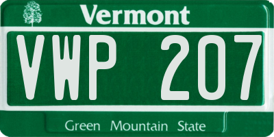 VT license plate VWP207