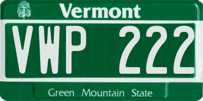 VT license plate VWP222