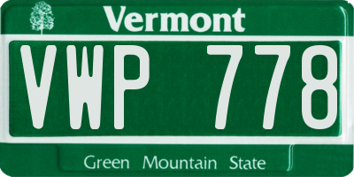 VT license plate VWP778