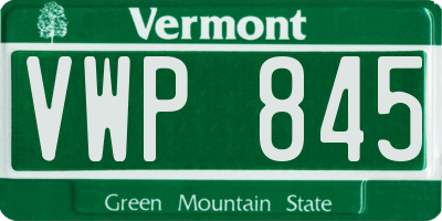 VT license plate VWP845
