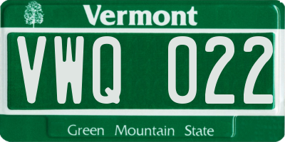 VT license plate VWQ022
