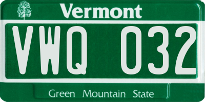 VT license plate VWQ032