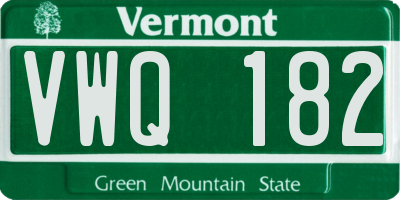 VT license plate VWQ182