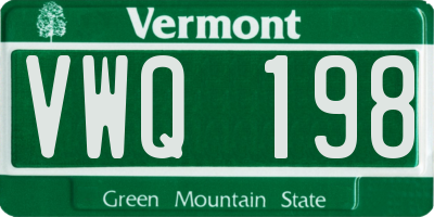 VT license plate VWQ198