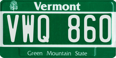 VT license plate VWQ860