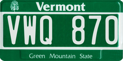 VT license plate VWQ870