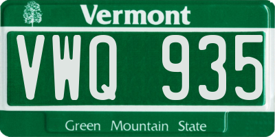 VT license plate VWQ935