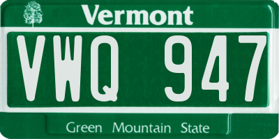 VT license plate VWQ947