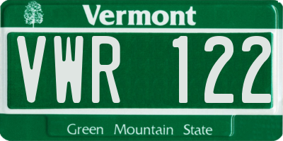 VT license plate VWR122