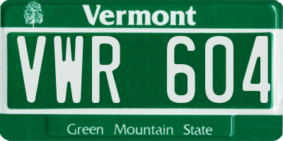 VT license plate VWR604