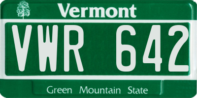 VT license plate VWR642