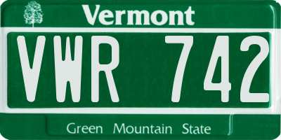 VT license plate VWR742