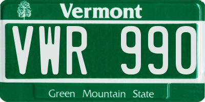 VT license plate VWR990