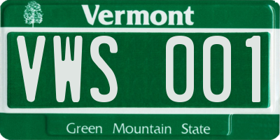 VT license plate VWS001