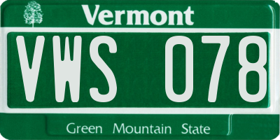 VT license plate VWS078
