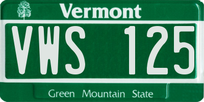 VT license plate VWS125