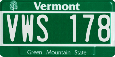 VT license plate VWS178