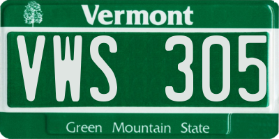 VT license plate VWS305