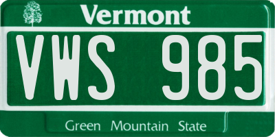 VT license plate VWS985