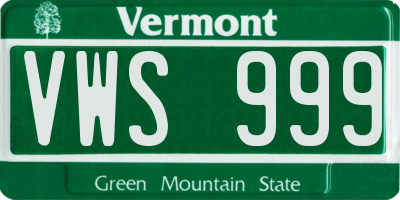 VT license plate VWS999