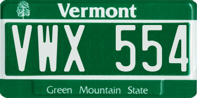 VT license plate VWX554
