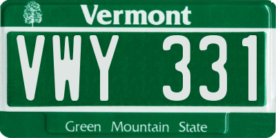 VT license plate VWY331