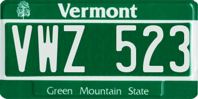 VT license plate VWZ523