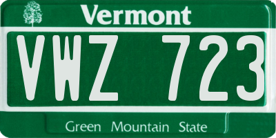 VT license plate VWZ723