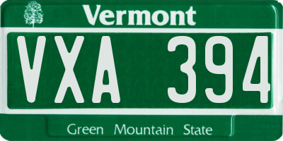 VT license plate VXA394
