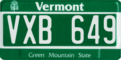 VT license plate VXB649