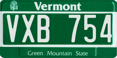 VT license plate VXB754