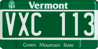 VT license plate VXC113