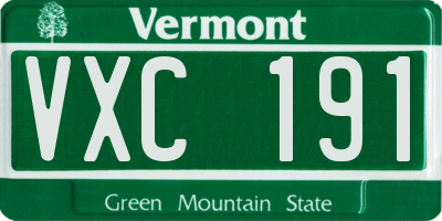 VT license plate VXC191