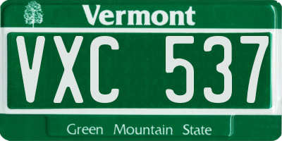 VT license plate VXC537