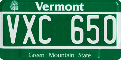 VT license plate VXC650