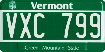 VT license plate VXC799